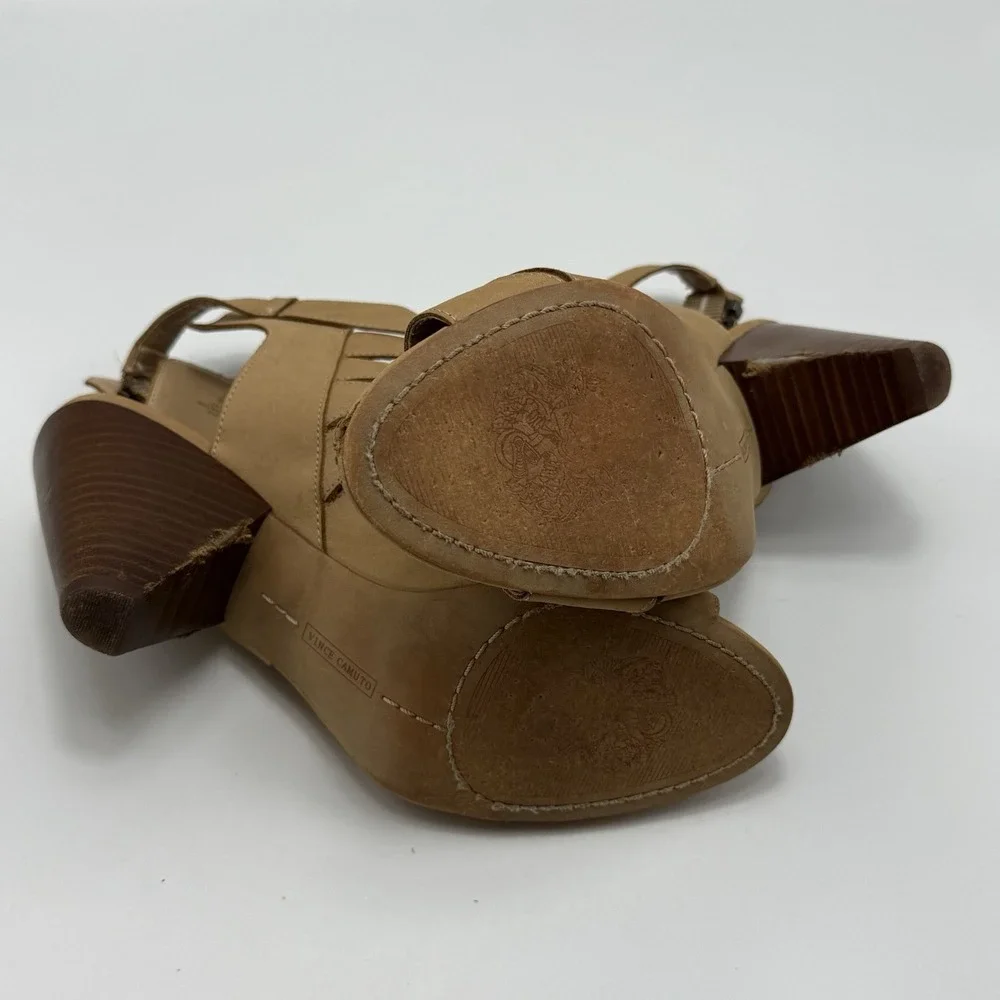 Vince Camuto Womens 9‎ Suede Leather Peep Toe Shoes High Heel Block Buckle Strap